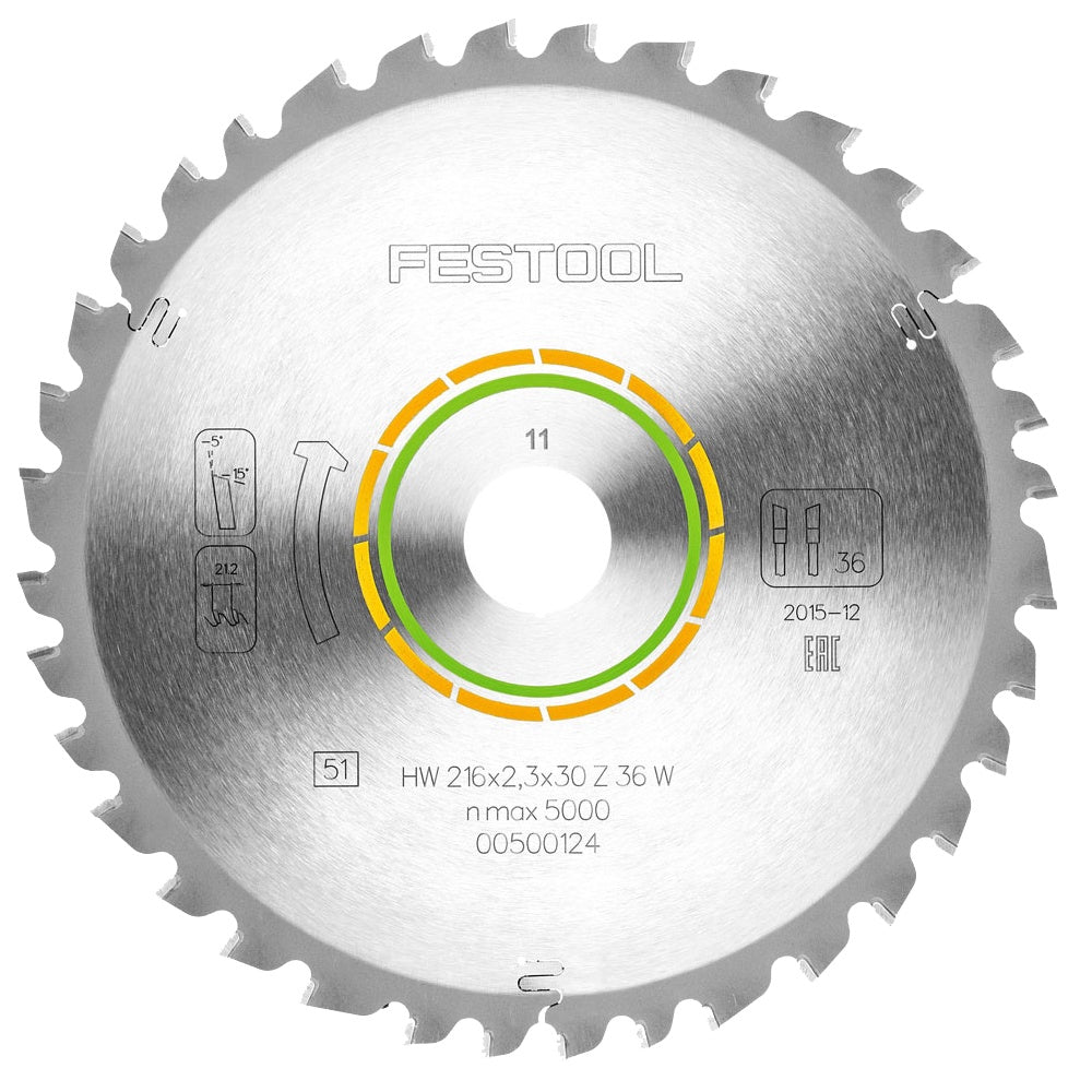 Festool 216mm x 2.3mm x 30mm 36T Mitre Saw Blade 500124