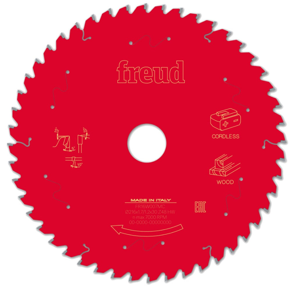 Freud 216mm Mitre Saw Blade 48T for Wood F03FS10062 216mm x 30mm x 48T