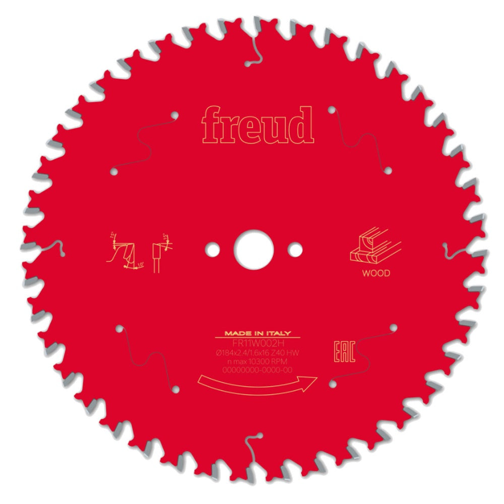 Freud 184mm 40T Circular Saw Blade for Wood F03FS09704 184mm x 16mm x 40T