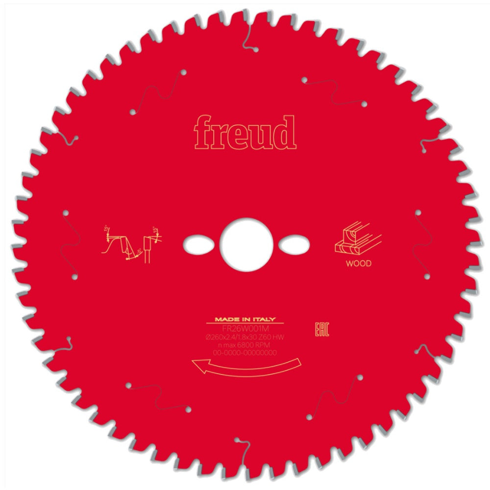 Freud F03FS09760 Wood/Chipboard/MDF Circular Saw Blade 260mm x 30mm 60T