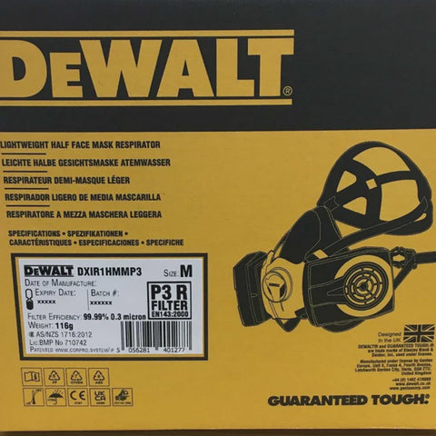 Dewalt Half Face Mask Respirator with P3 Filters Medium DWR1HMMP3