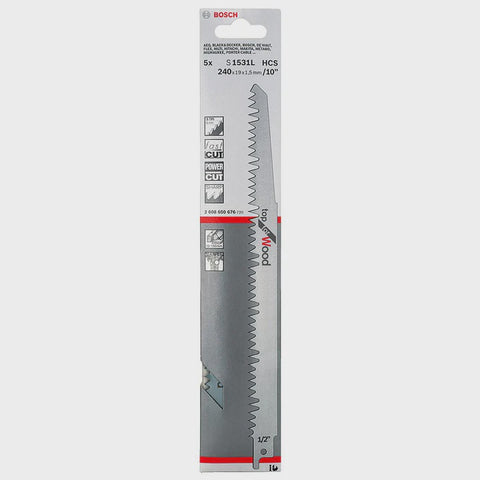 Bosch S1531L Reciprocating Saw Blades For Wood Sharp & Fast Cut Pack of 5 - 2608650676