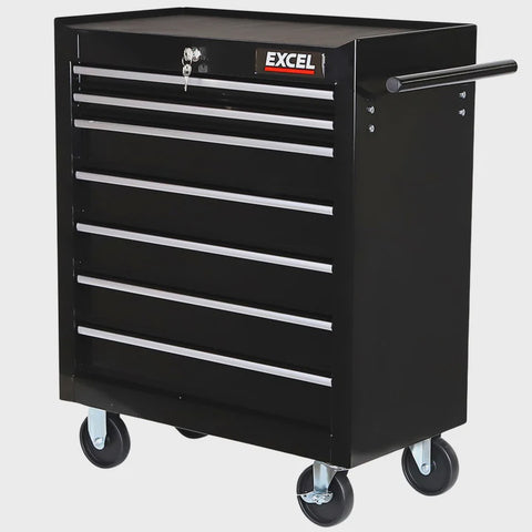 Excel 7 Drawers Tool Chest Storage Cabinet with Wheel - Black