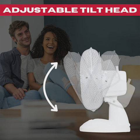Excel 9" Table Desk Fan Adjustable Tilt Head with 2 Speed White