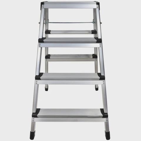 Excel Aluminium Stool Ladder 4 Tread Heavy Duty Folding Hop Up 745mm x 465mm