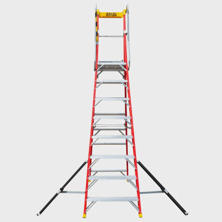 Excel Electricians Fibreglass Podium Step Ladder 8 Tread 3.18m EN131-7