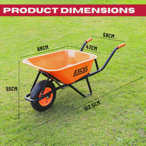 Excel Heavy Duty 70L Wheelbarrow with Galvanized Steel Tray