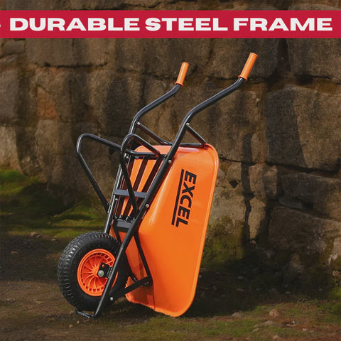 Excel Heavy Duty 70L Wheelbarrow with Galvanized Steel Tray