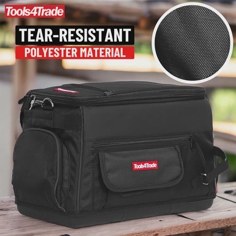 Tools4Trade 20" Heavy-Duty Tool Bag with Multi-Pockets & Hard Base - Black