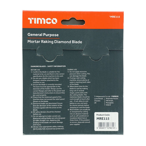 Timco 115mm Segmented Mortar Raking Diamond Blade MRE115