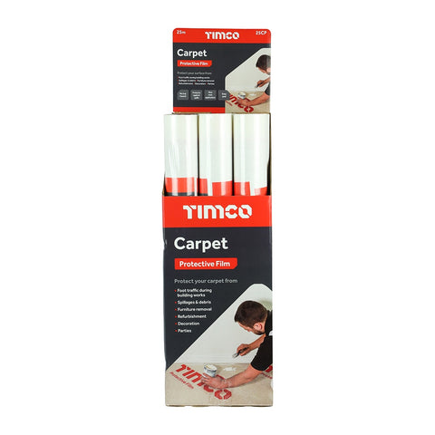 Timco 25M x 0.6M Shield Protector Film Roll For Carpet Easy Peel 25CP