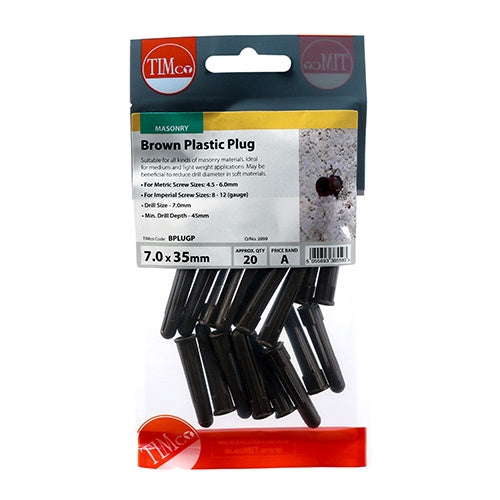 Timco Brown Plastic Plug Concrete & Masonry Lightweight (100/Box) BPLUG