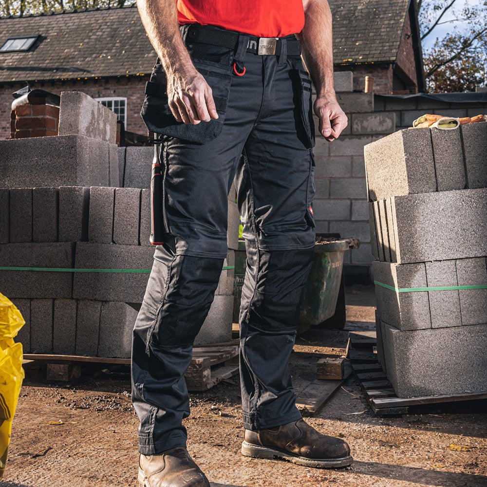 Timco W30 L32 Craftsman Trousers Heavy Duty 4-way Grey/Black CTGBK3032