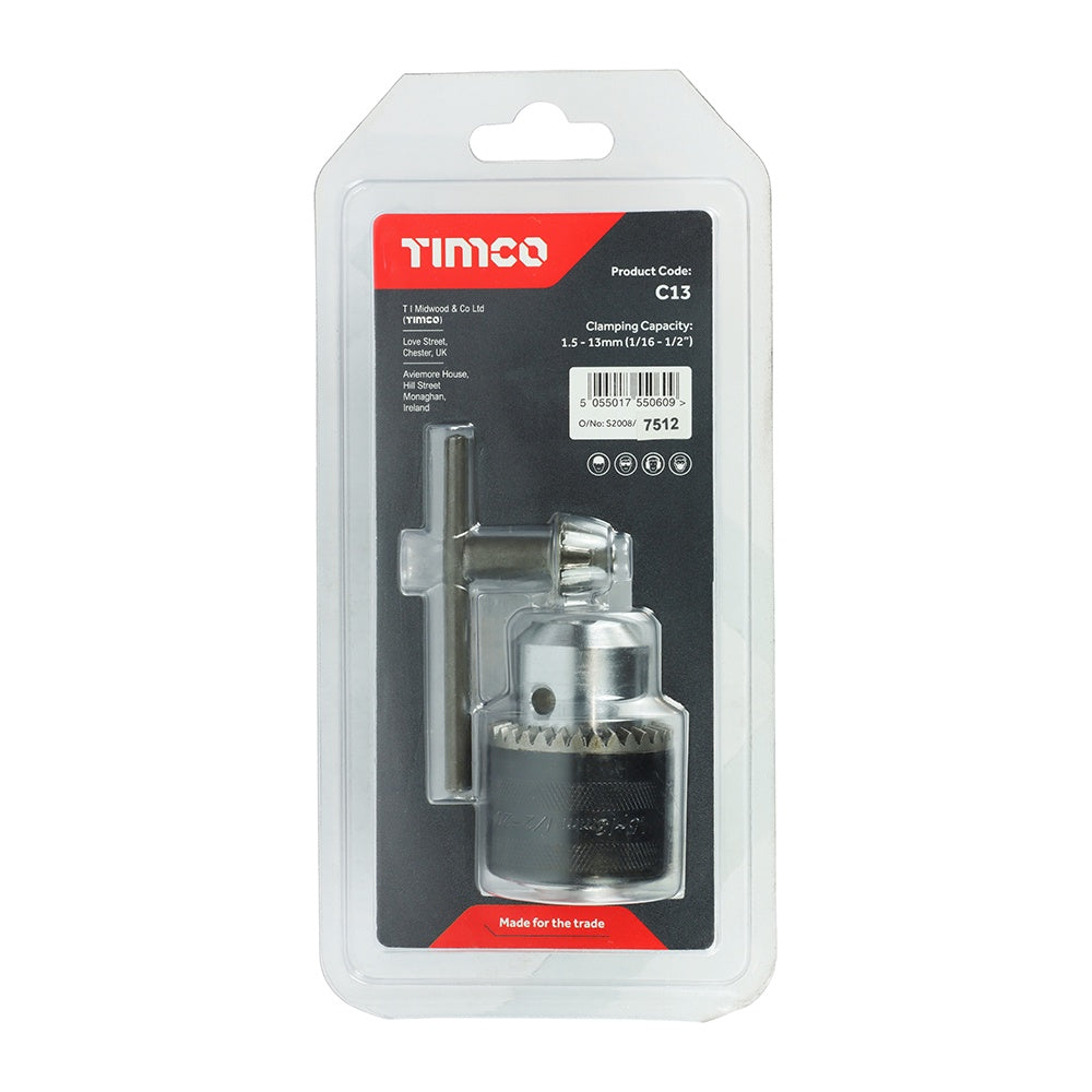 Timco Addax 1/2" Chuck & Key Set Traditional Keyed Chuck C13