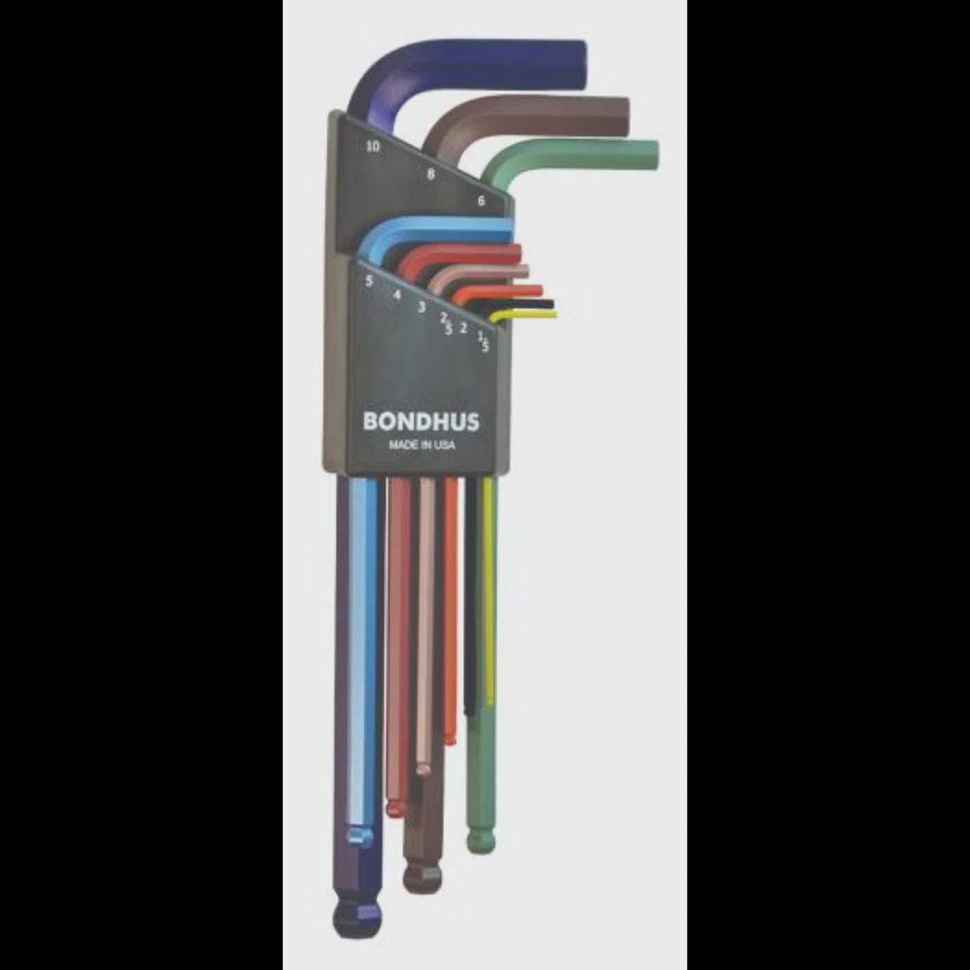 Bondhus BON69499 Colour Guard Ballend Hex Key 9 Pcs Metric Set 1.5mm-10mm