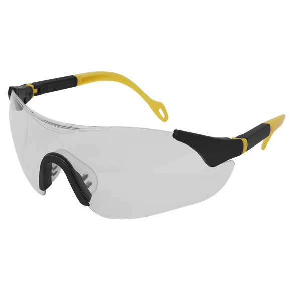 Sealey Worksafe® Sports Style Clear Safety Glasses with Adjustable Arms 9208