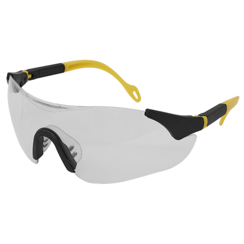 Sealey Worksafe® Sports Style Clear Safety Glasses with Adjustable Arms 9208
