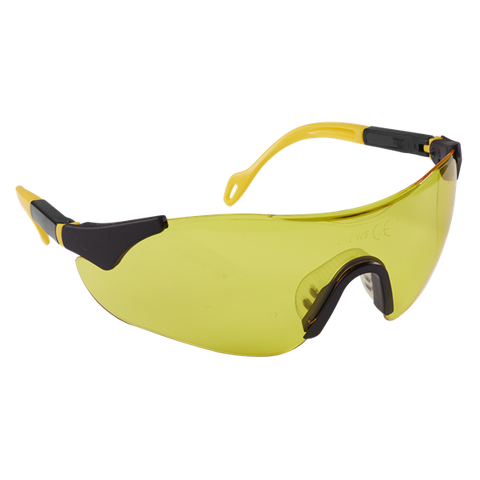 Sealey Worksafe® Sports Style High-Vision Safety Glasses with Adjustable Arms Yellow 9212