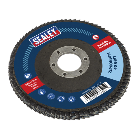 Sealey 115mm Zirconium Flap Disc 40Grit 22mm Bore FD11540