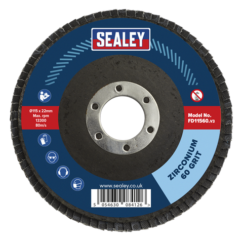 Sealey 15mm Zirconium Flap Disc 60Grit 22mm Bore FD11560