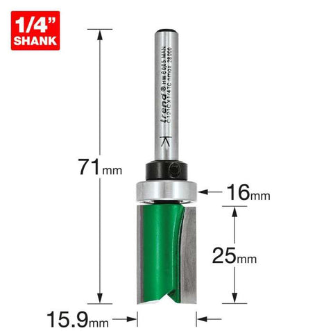 Trend 1/4" 15.9mm Dia. x 25mm Cut Template Profile Cutter C121CX1/4TC