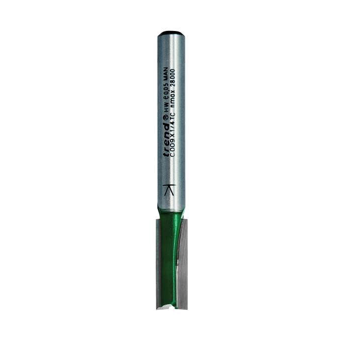 Trend 1/4" Two Flute Straight Cutter 7.1mm Dia. x 19.1mm Cut C009X1/4TC
