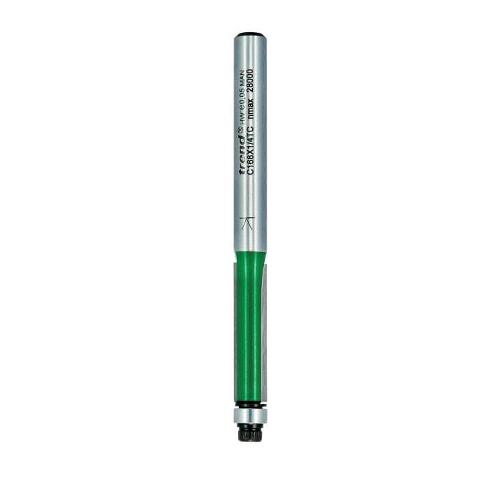 Trend Craft Pro 1/4in 6.35mm Dia. x 25.4mm Cut Guided Trimmer C168X1/4TC