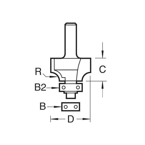 Trend 1.6mm Radius x 7.9mm Cut Rounding Over Cutter C074AX1/4TC