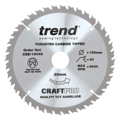 Trend Wood Circular Saw Blade 190mm x 30mm x 24/40/60T, 3 Pack CSB/190/3PK