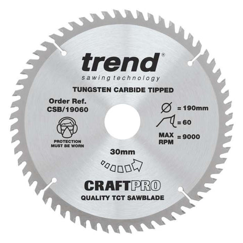 Trend Wood Circular Saw Blade 190mm x 30mm x 24/40/60T, 3 Pack CSB/190/3PK