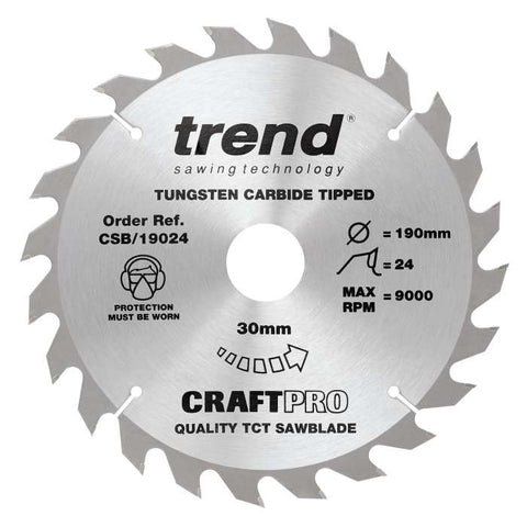 Trend Wood Circular Craft General Purpose Saw Blade 190mm x 30mm x 24T CSB/19024