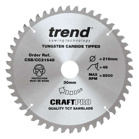 Trend Wood Mitre Saw Blade 216mm x 30mm x 24/48/60T, 3 Pack CSB/CC216/3PK