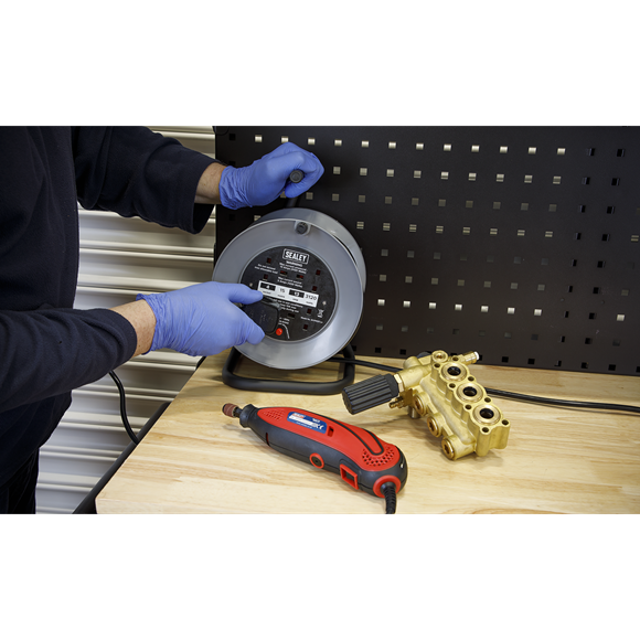 Sealey BCR153T 15m Cable Reel with Thermal Trip 4 x 230V