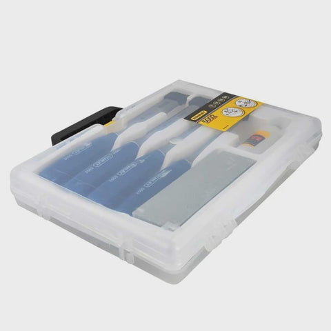 Stanley 0-16-130 5002 Bevel Edge Chisel Set 4 Piece With Stone & Oil STA016130