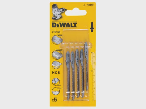 DeWalt 76mm HCS T-Shank Scroller Jigsaw Wood Cutting Blades DT2168-QZ Pack of 5