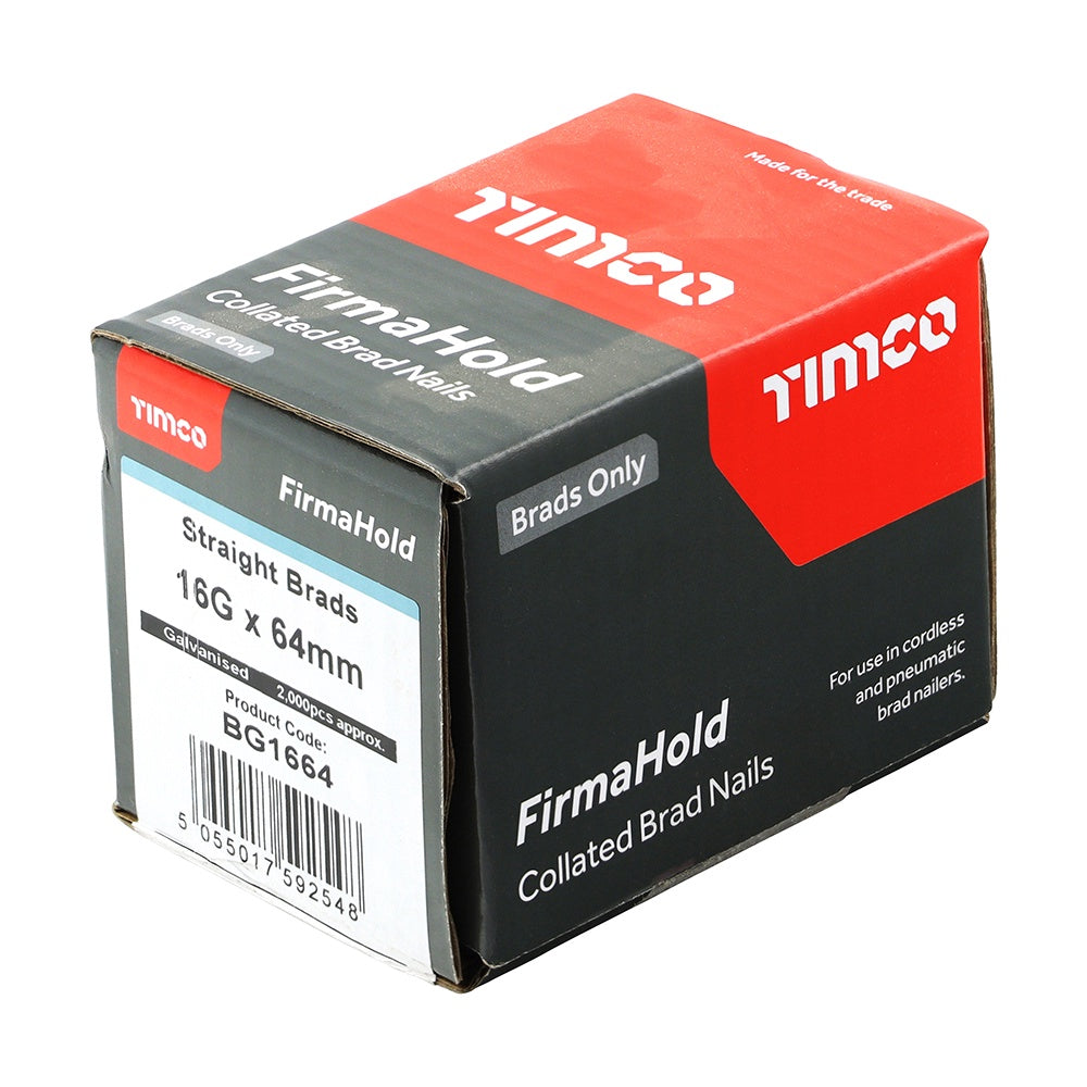 FirmaHold 64mm 16 Gauge 2000 Straight Collated Brad Nails BG1664