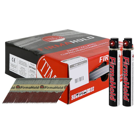 FirmaHold 75mm Bright Ring Shank Collated Clipped Head Nails With 2 Fuel Cells CBRT75G