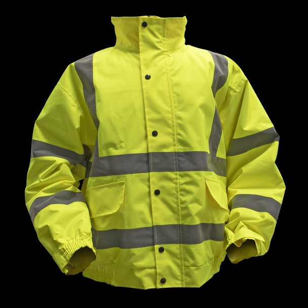 Sealey Worksafe® Hi-Vis Yellow Jacket with Quilted Lining, Elasticated Waist & Cuffs - X-Large