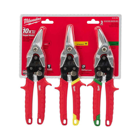 Milwaukee 4932499020 Metal Snips Triple Pack Left Right and Straight Cut