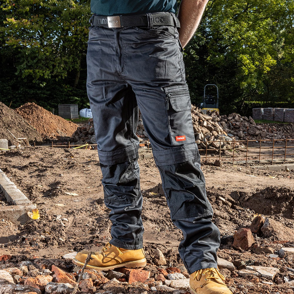 Timco W36 L32 Workman Multi-Purpose Work Trousers Grey/Black WTGBK3632