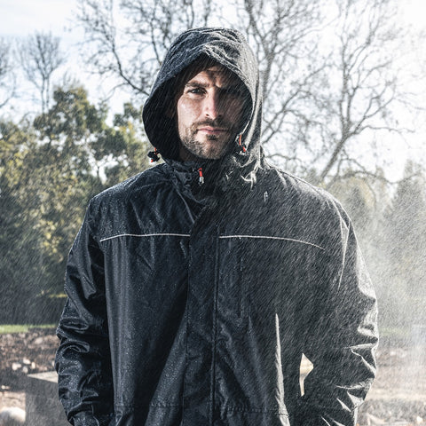 Timco Waterproof Lined Rain Jacket Front zip Adjustable Cuffs Black Large LRJ1001L