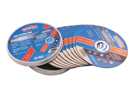 Faithfull 115mm/4.5" Inox Discs Fast Cut Blades XMS25CUTOFF