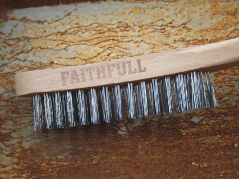 Faithfull Heavy-Duty Scratch Brush Four Row 28 Gauge Wire Bristles FAI6804F
