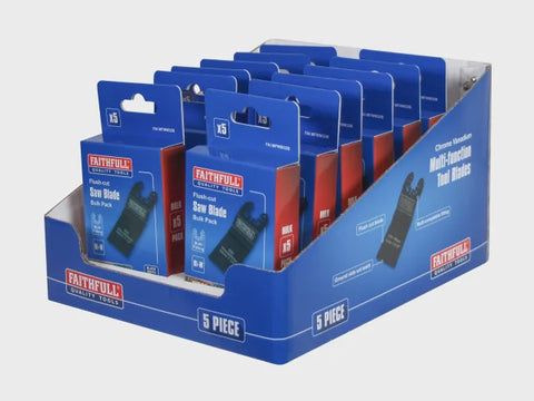 Faithfull 32mm Bi-Metal Flush Cut Wood Multi-Tool Blade Set Pack 5 XMS25MULTI5