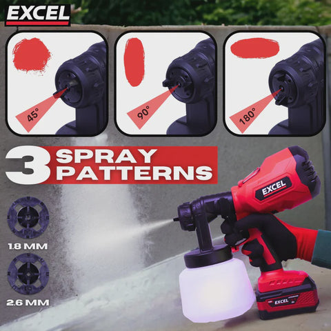 Excel 18V Cordless 1000ml Spray Gun with 1 x 5.0Ah Battery & Charger