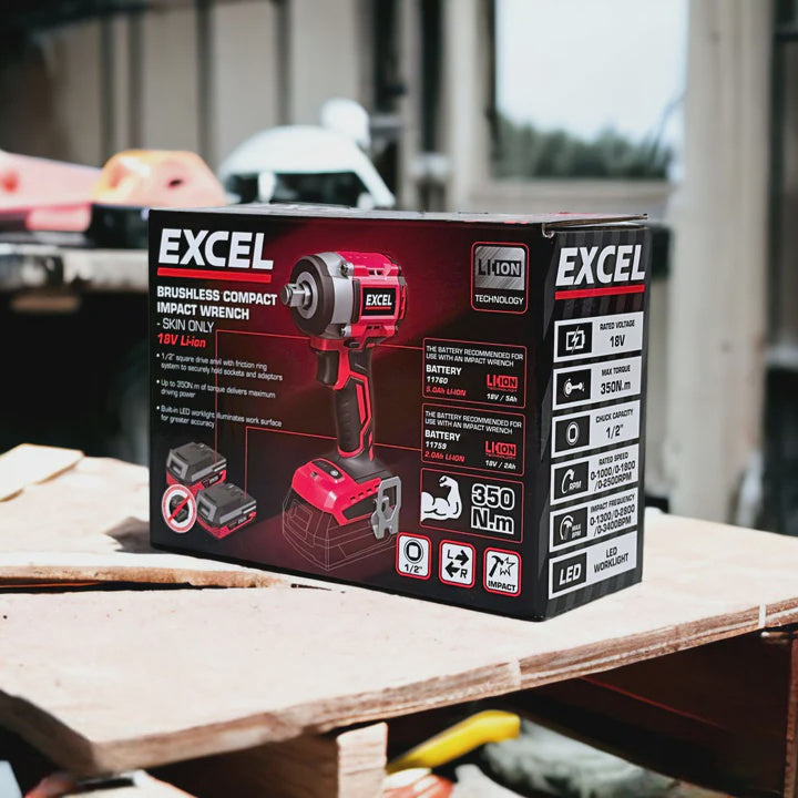 Excel 18V Cordless Brushless Impact Driver with 1 x 5.0Ah Battery & Charger