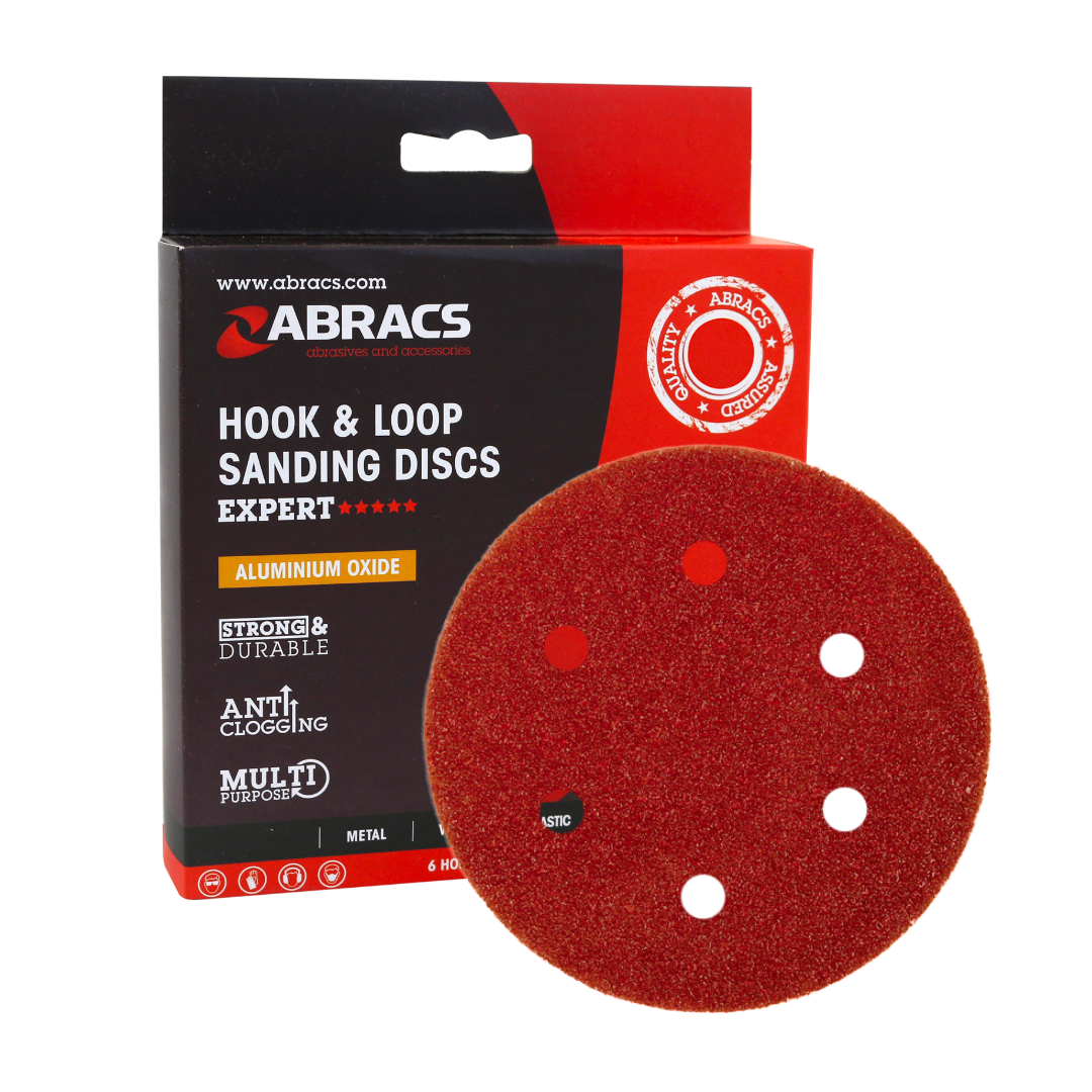 Abracs 150mm 6 Holes Hook & Loop Sanding Discs 80G Pack of 25 ABHL8150080