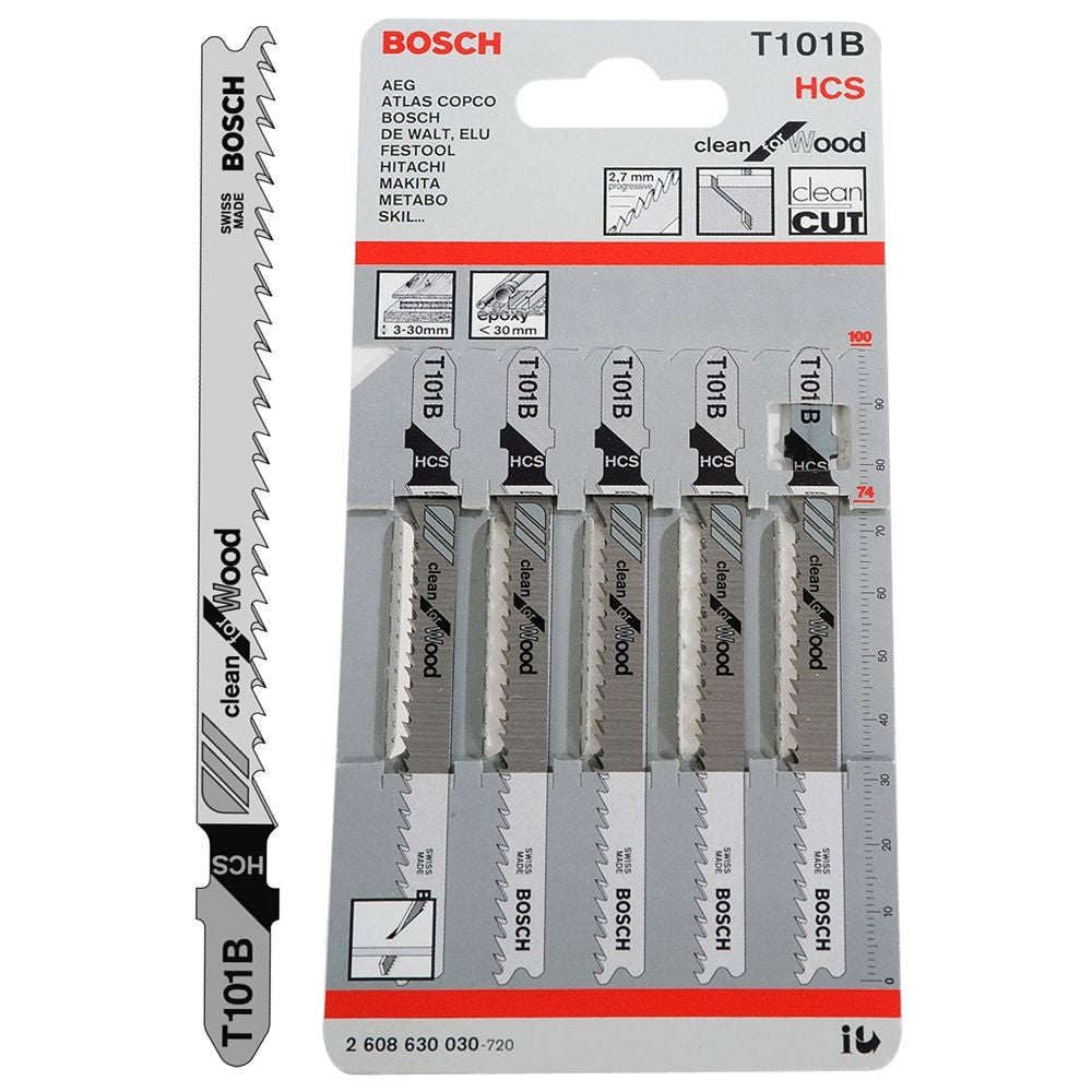Bosch T101B Jigsaw Blade 100mm Pack of 5 - 2608630030