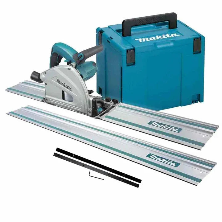 Makita SP6000J1 165mm Plunge Saw 110V with 2 x 1.5m Guide Rail in Bag + Connector & Clamps