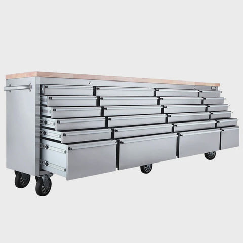 Excel 96" 24 Drawer Stainless Steel Tool Chest Heavy Duty Storage Cabinet